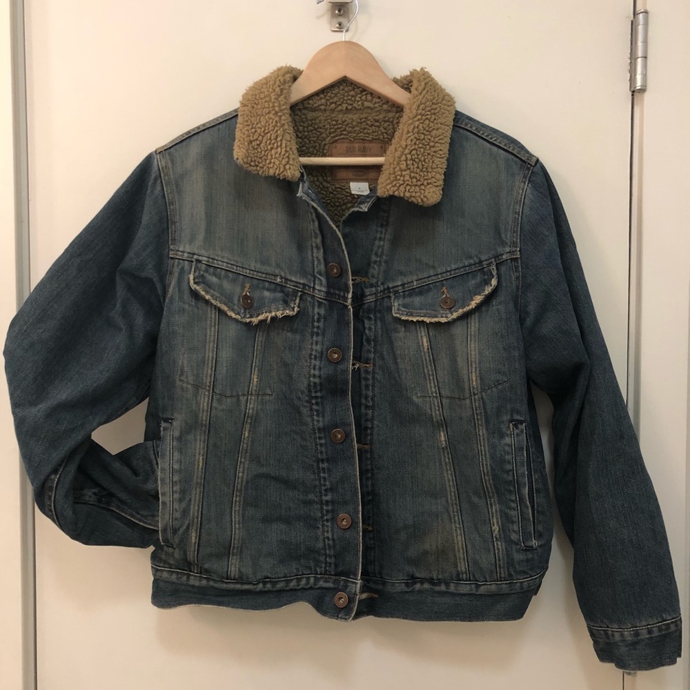 Old Navy Blue Jeans Jacket-Sherpa lining-Men’s S